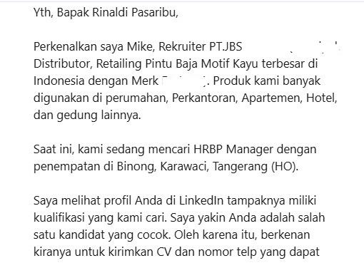 bukti panggilan interview