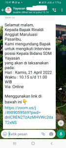 panggilan interview yayasan